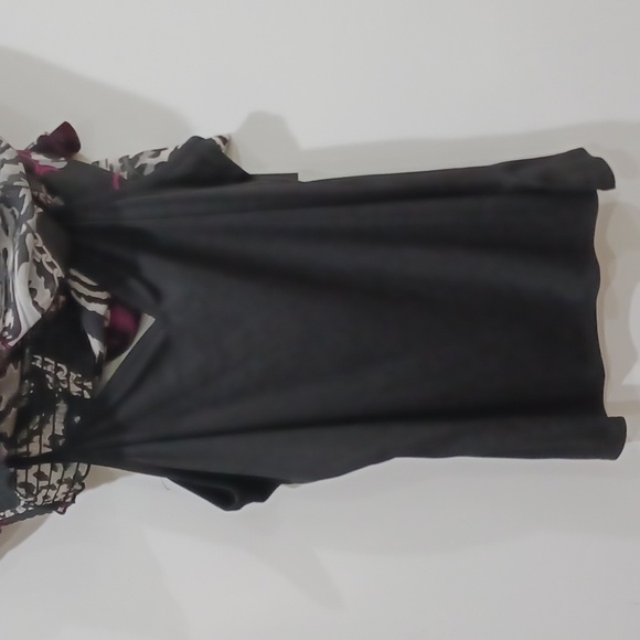 NWT IZ Byer Lg Sheer w/cami blk/merlot/silver sleeveless shirred waist top - Picture 9 of 9